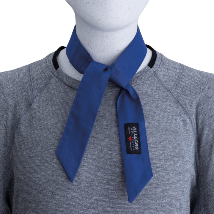 Blue Standard Cooling Wrap worn around neck