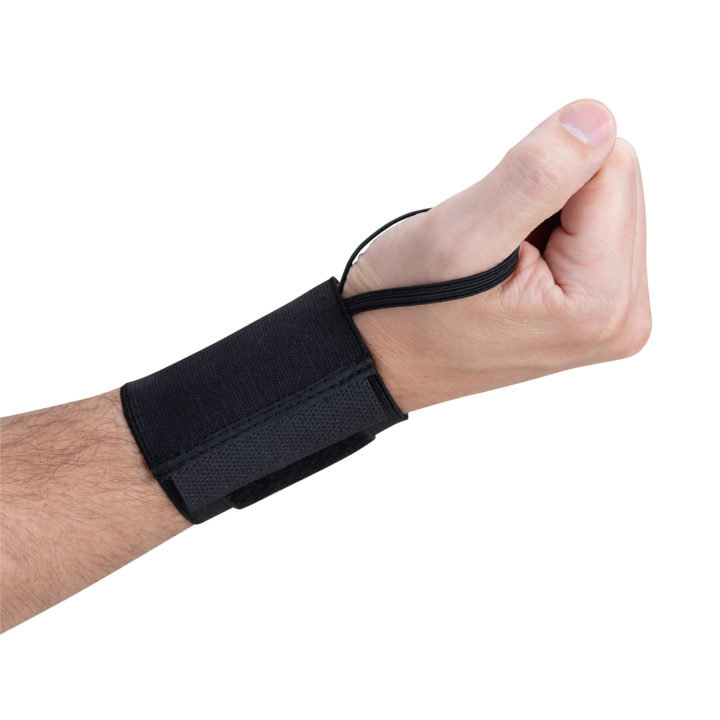 Black rist-rap with velcro closure with thumb loop