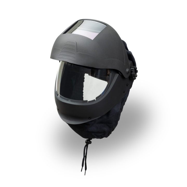 Black PAPR Welding Helmet with Black Visor (up)