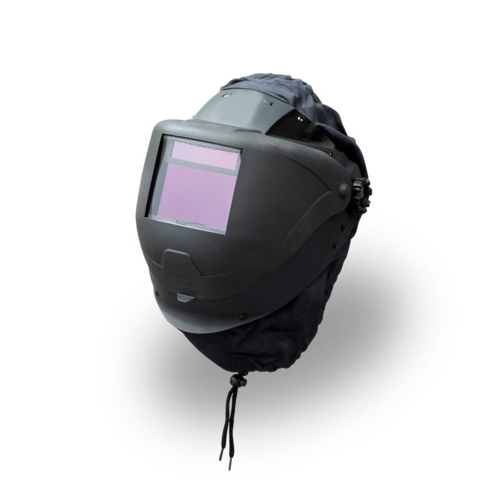 Black PAPR Welding Helmet with Black Visor (down)