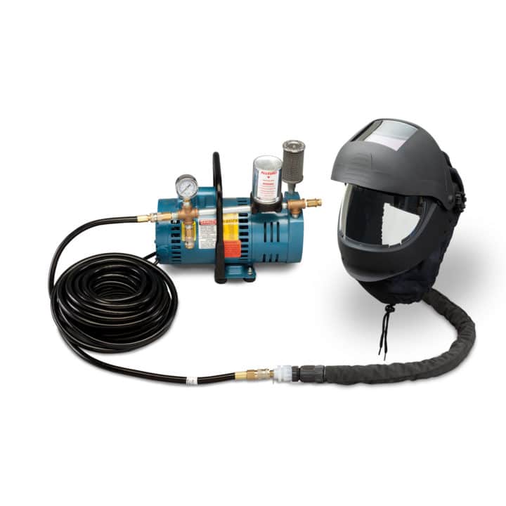 1 Worker Black Grinding & Welding Helmet System with Black Visor (up) with FR cover downtube